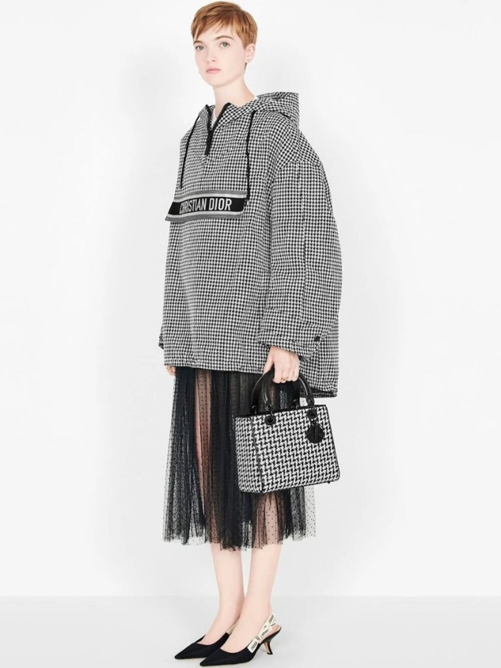 Dior houndstooth Hooded Anorak
